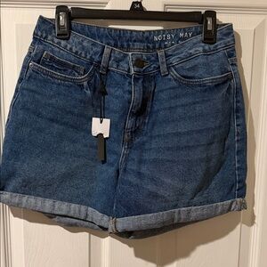 Noisy May Classic Blue Rolled-Hem Denim Shorts